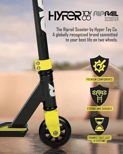 Riprail Assault Stunt Scooter Finished in Black/Yellow with Alloy Deck and ABEC-7 Bearings 6