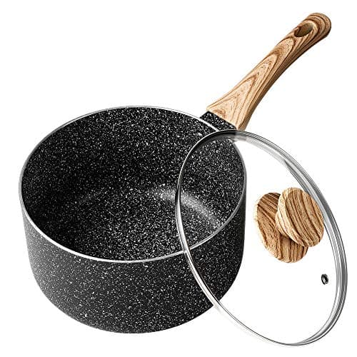 MICHELANGELO 3 Quart Saucepan with Lid, Nonstick Sauce Pan with Lid, Small Sauce Pot, Granite Coating Sauce Pan 3 Quart, Non Stick Stone Pot with Ergonomic Bakelite Handle