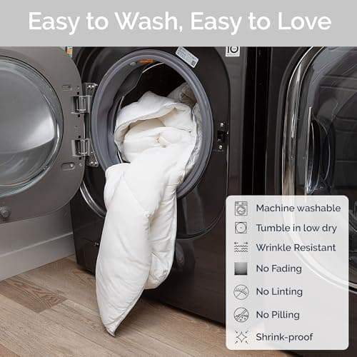 Bamtek 100% Viscose Derived from Bamboo Comforter, Cooling Comforter, Duvet Insert, Breathable, Extra Fluffy, Lightweight Comforters, Queen Size 8