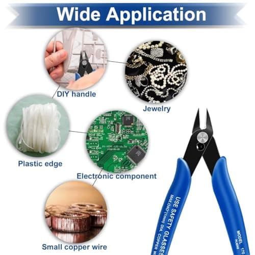 OOTDAY Wire Cutters, 4.9 inch Flush Cutters, Jewelry Making Tools with Internal Spring, Cable Cutters with Smooth Handle for Component Foot, Electronic Component, Plastic Edge, Jewelry 6