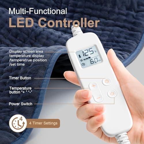 VAAGHANM Heating Pad: 33 x 17 inches Electric Heating Pad for Back -Extra Large Heat Pad for Shoulder/Neck/Knee/Arms - Upgraded 6 Timer & 6 Temperature Controller -Auto Shut Off 6