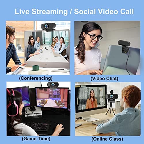 Hrayzan 1080p Webcam with Microphone, USB PC Camera 110-Degree Wide Angle Webcam with Tripod/Privacy Cover,Plug and Play Web Camera for Desktop Computer Laptop mac Video Conferencing Streaming 7