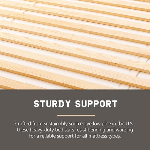Hercules Xtreme Bed Frame Support Slats, Heavy-Duty Solid Pine Wood Bunkie Board Under Bed-Support, Wooden Support Board for Sagging, Full Size 5