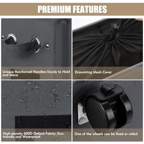 DOKEHOM 25-Inches Slim Laundry Basket on Wheels, Collapsible Rolling Laundry Hamper, Foldable Narrow Corner Clothes Storage Bins (Dark Grey) 4