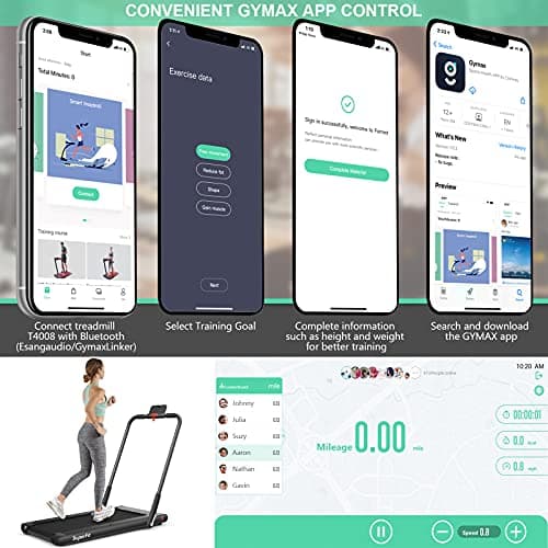 Goplus 2 in 1 Folding Treadmill, 2.25HP Under Desk Electric Treadmill, Installation-Free, with Remote Control, Bluetooth Speaker and LED Display, Walking Jogging Machine for Home/Office Use (Black) 6