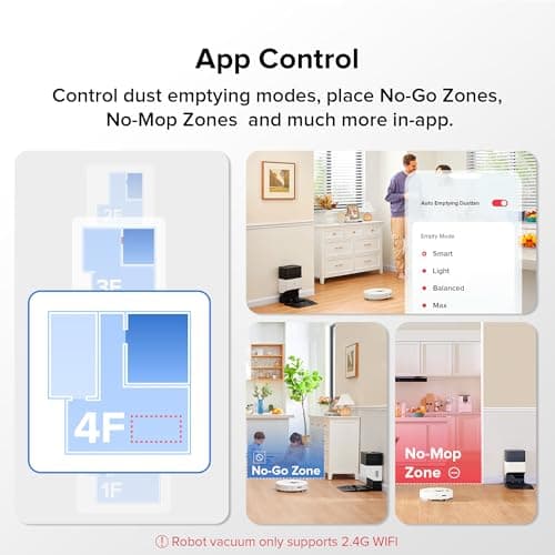 roborock Q7 Max+ Robot Vacuum and Mop, Self-Emptying up to 7 Weeks, 4200Pa Suction, 30-Level Adjustable Water Flow, PreciSense LiDAR Navigation, No-Mop & No-Go Zones, APP & Voice Control 7