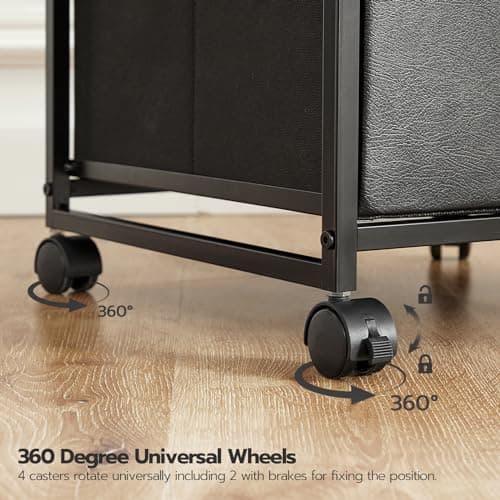 HOOBRO 3-Drawer Mobile File Cabinet, Vertical Filing Cabinet, Under Desk Storage Drawers for Home Office, Rolling Printer Stand, A4/Letter-Sized, Nonwovens Drawer, Rustic Brown and Black BFK30WJ01 7