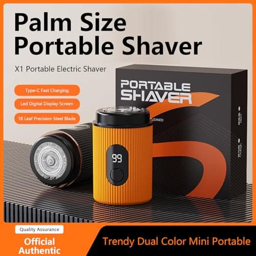 Mini Electric Shaver for Men-Type-C Fast Charging with High-Speed Motor,LED Digital Display,18 Precision Steel Blades, Trendy Dual Color Mini Design,Portable Electric Razor 9