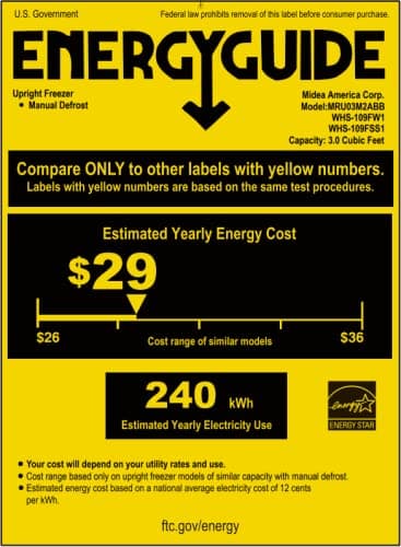 Midea MRU03M2ABB Upright Freezer, 3.0 Cubic Feet Mini Freezer, For Kitchen Apartment Office Basement or Dormitory, Black 10