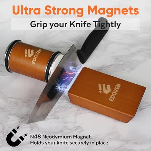 Knife Sharpener Tool – Rolling Knife Sharpener Kit with Diamond & Ceramic Discs, Magnetic 15° & 20° Angle Guide, Manual Kitchen Knife Sharpener for Steel Knives, Ideal Gift 7