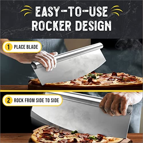 Checkered Chef Pizza Cutter Rocker Blade 14" - Sharp Stainless Steel Rocker Knife with Plastic Blade Sheath, Dishwasher Safe, Outdoor Pizza Oven Accessories 2