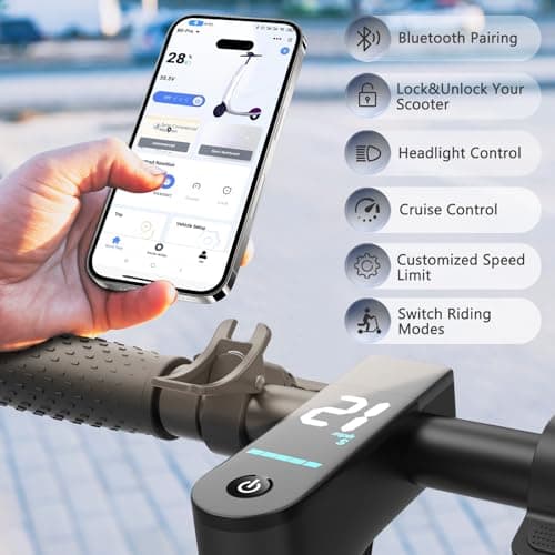 Electric Scooter for Adults, 500W Powerful Motor, 23 Miles Long Range, Dual Shock Suspensions, 19 Max Speed, 10" Foldable E Scooter with Solid Tires, APP Control, Double Braking 7