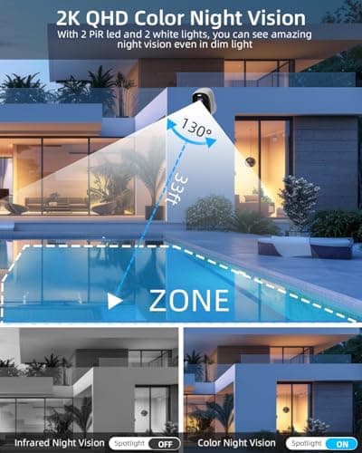 5G/2.4G WiFi Security Cameras Wireless Outdoor, 2K Battery Powered WiFi Cameras with AI Motion Detection Spotlight Siren,Color Night Vision, 2-Way Talk, Waterproof, Cloud/SD Storage, Works w/Alexa 5