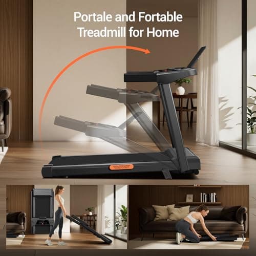 15% Incline Treadmill with Handles, 3-in-1 Portable Treadmills for Home and Office, Treadmills, 3.0HP Quiet Foldable Walking Pad Treadmill with Three Screen Display 3