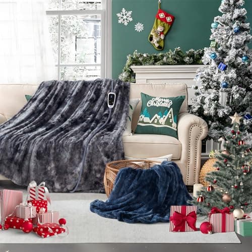Sealy Electric Blanket Heated Throw, Faux Fur Heating Blanket with 6 Heat Settings & 2-10 Hours Auto Shut Off, Fast Heating & ETL Certification, 50x60 Inch, Grey 5