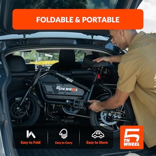 5TH WHEEL EB20 Electric Bike with 25 Miles PAS Range, Peak 650W Motor & 20 MPH, 3 Speed Modes & 14" Tires, Mini Foldable Electric Bikes for Adult with Adjustable Seat, Commuting E Bikes with Key 5