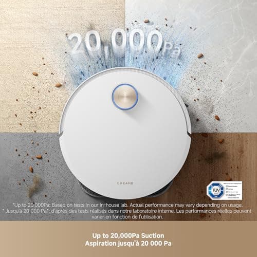 DREAME X50 Ultra Complete Robot Vacuum and Mop with Auto-Empty and Mop Self-Cleaning, 20,000Pa Suction, Obstacle Avoidance and 360° Navigation, Corner to Edge Deep Cleaning, Detangling Brush (White) 7
