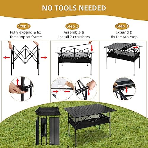 Dr.Quark Camping Table 41.4''x 28.4'' Ultra Compact Aluminum Folding Camping Table with Large Storage Roll Up Portable Camping 4-6 Person Foldable Camp Table with Carry Bag 6