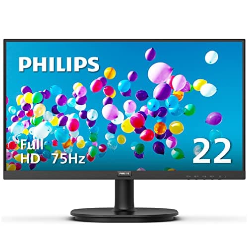PHILIPS 22 inch Class Thin Full HD (1920 x 1080) 75Hz Monitor, VESA, HDMI & VGA Port, 4 Year Advance Replacement Warranty, 221V8LN, Black