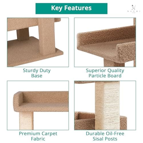 Nala Large Cat Tree Tower with 3 Spacious Platforms, Heavy-Duty Multi-Cat Condo with Sisal Scratching Posts, Stable Anti-Tip Design for Indoor Cats up to 20 lbs 5