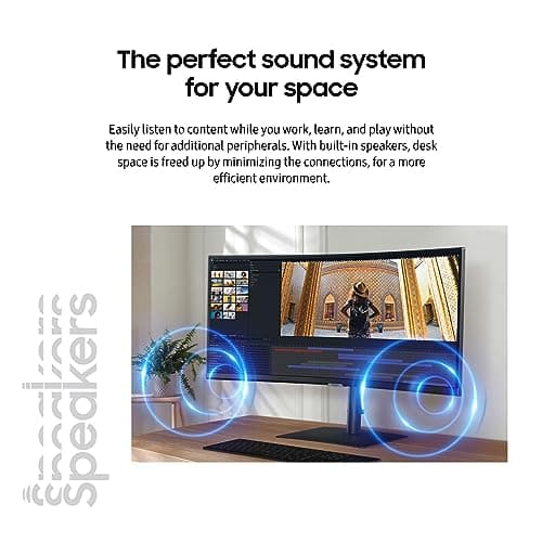 SAMSUNG 34” ViewFinity S65UA Series Ultrawide QHD Curved Monitor, HDR10, 100Hz, 350 nit, USB- C, Adjustable Stand, Intelligent Eye Care, LS34C650UANXGO, Black 5