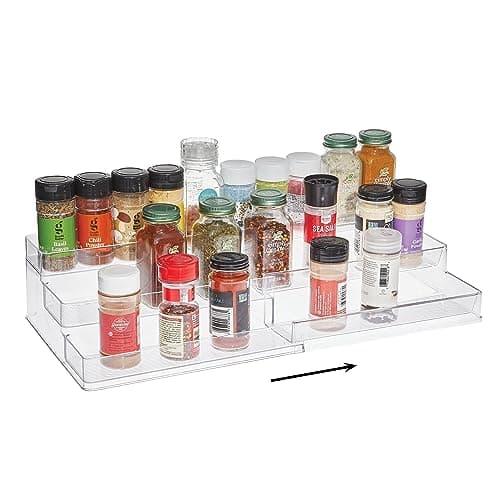 SIMPLEMADE 3-Tier Spice Rack Organizer - Versatile Storage Shelf for Kitchen, Bathroom, Bedroom & Office, Set of 1, Expandable Clear