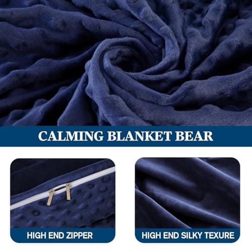 yescool Weighted Blanket with Cover Removable Soft Blue Queen Size Heavy Blanket Microfiber Washable Heated Weighted Throw Blanket Winter Warm Weighted Comforter 20lbs, 60 * 80 5