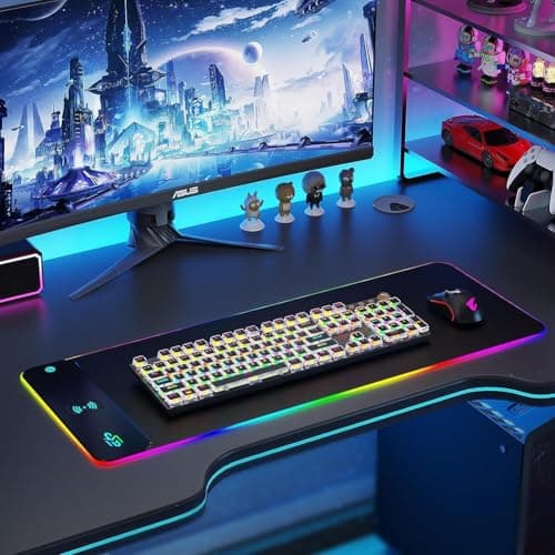 GIM Wireless Charging RGB Gaming Mouse Pad 15W, LED Mouse Mat 800x300x4MM, 10 Light Modes Extra Large Mousepad Non-Slip Rubber Base Computer Keyboard Mat for Gaming, MacBook, PC, Laptop, Desk 7