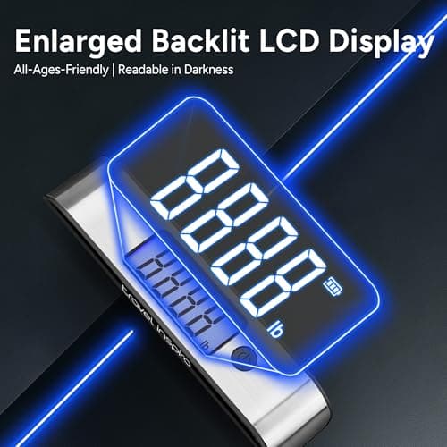 travel inspira Rechargeable Luggage Scale 110lb/50kg - Large Backlit Display - Stainless Steel - Portable Digital Hanging Scale for Suitcases, Bags, Packages (USB -C Charging Included) 5