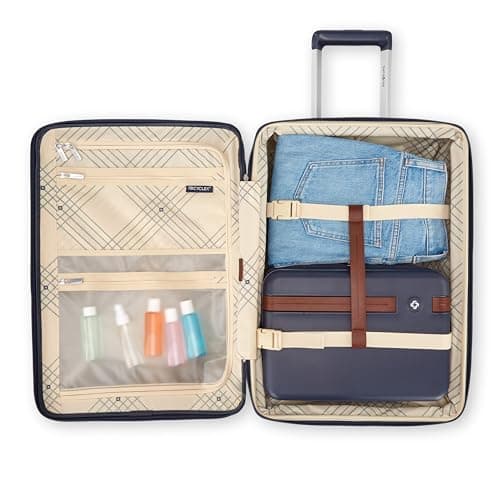 Virtuosa Hardside 21 Inch Carry On Luggage - Airline Approved with 360° Spinner Wheels, RightHeight™ Adjustable Handle - Zippered WetPak™ - TSA Lock - Expandable Light Polycarbonate Shell - Navy 5