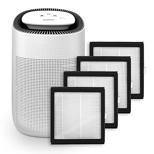 Tenergy Sorbi Dehumidifier w/Air Purifying Function and 3-Pack Replacement H13 Medical Grade Hepa Filter, Ultra-Quiet, Adjustable Air Speeds, and Touch Control