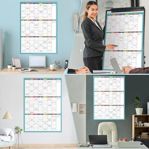 Large Dry Erase Calendar For Wall - Undated 3 Month Calendar, 28" x 40", Large Erasable & Reusable Calendars with 8 Round Stickers, Great for Office, Classroom, Home 7