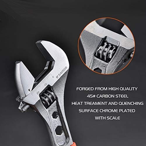 Edward Tools Pro 8" Adjustable Wrench - Carbon Steel Adjusting Design - Crescent Pro Grip for Greater Leverage - Adjustable Width - Spanner Handle 8
