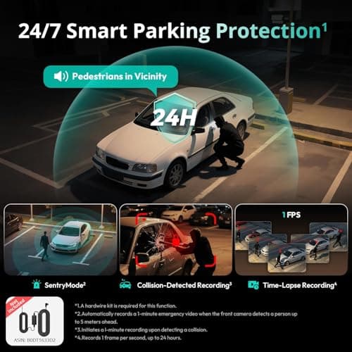 BOTSLAB 3K 4 Channel Dash Cam, 560° All-Sides View, Front and Rear Inside Car Camera with 3.18”Touch Screen, Dash Camera 24/7 Parking Mode, Built-in GPS 5.8GHz WiFi Voice Control, Free 128GB Card 6