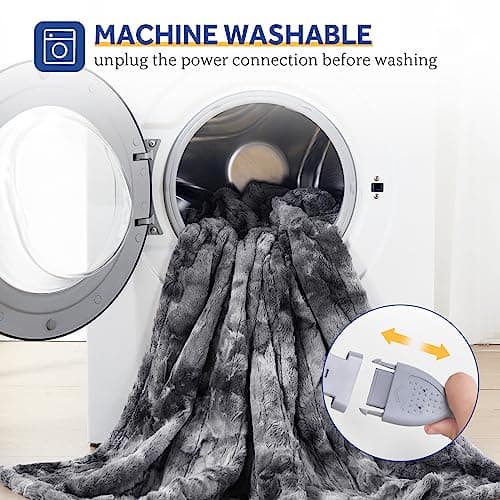 Sealy Electric Blanket Heated Throw, Faux Fur Heating Blanket with 6 Heat Settings & 2-10 Hours Auto Shut Off, Fast Heating & ETL Certification, 50x60 Inch, Grey 8