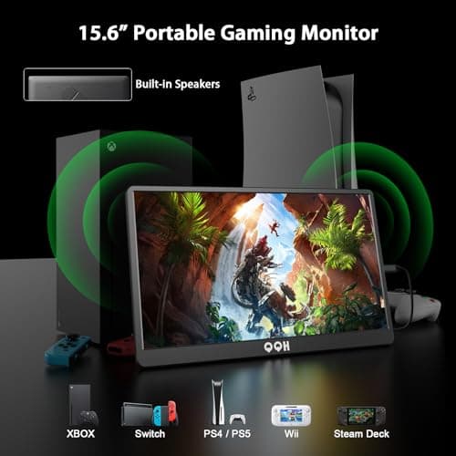 QQH Portable Monitor, 15.6" Portable Travel Monitor for Laptop 1080P FHD IPS Second Screen, Gaming Monitor, USB C HDMI External Monitor Display for Computer Phone PC PS4 PS5 Xbox Switch (Z1-9-G) 7