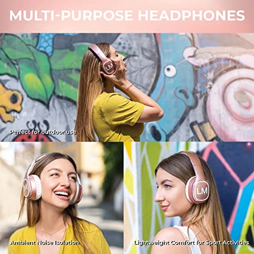 Louise&Mann Wireless Headphones Over Ear, Bluetooth Headphones 5.3, Foldable Lightweight with Soft Memory Foam Earmuffs, Built-in Mic with Wired Mode and Carry Case for Travel,Office,PC 6