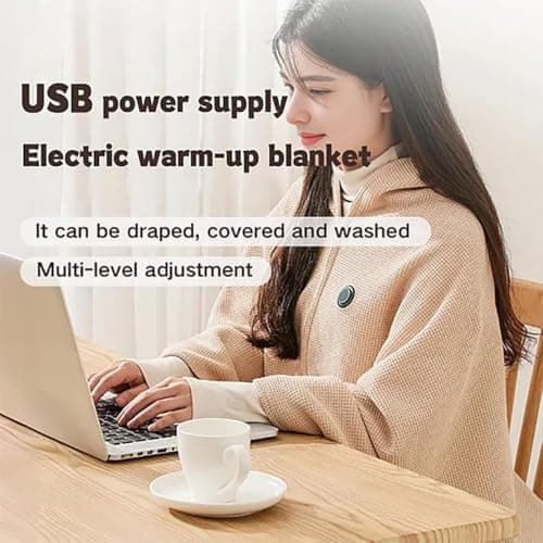 WMZNNGX Portable USB Heating Blanket Shawl,Women's Heating Shawl, Outdoor Wearable Wireless Electric Blanket,3 Levels Heat,USB Heating Blanket Shawl (Green) 6