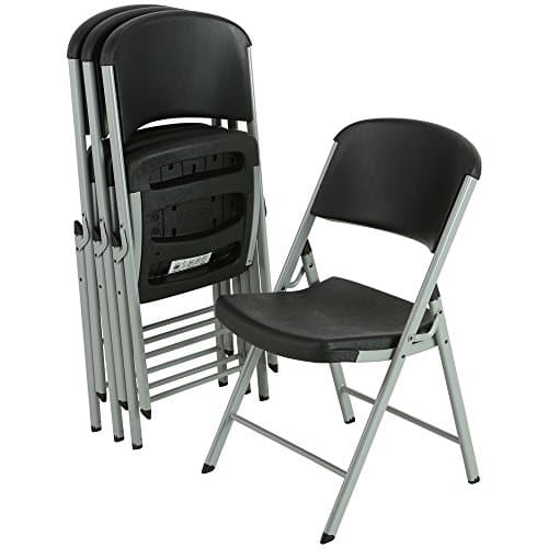 LIFETIME 80407 Commercial Grade Folding Chairs, 4 Pack, Black/Silver