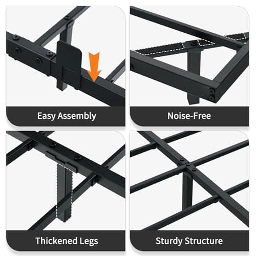 HOMBCK Floating Bed Frame Queen with LED Lights, Modern Metal Platform Bed Frame Queen Size, Heavy Duty Steel Slats Support, No Box Spring Needed, Noise Free, Easy Assembly, Black 6