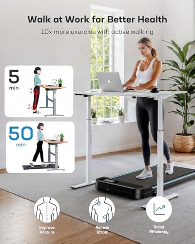 HUANUO Walking Pad Treadmill, Walking Pad with 5° Incline, 330 lbs Weight Capacity, 2.5 HP Low Noise Desk Treadmill, Remote Control & LED Display, Portable Treadmills for Home, Knee Protection 7