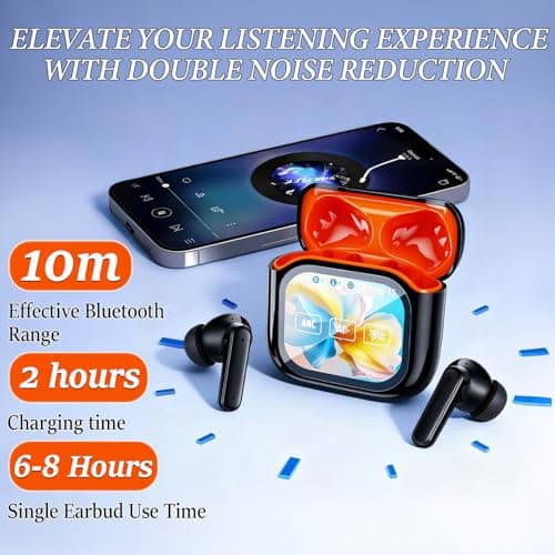 NE20 Earbuds, 2025 New 6.0 Pro NE20 Translation Earbuds Real Time, Wireless Bluetooth 6.0 AI Headphones, LCD Touch Screen,48DB Intelligent Noise Reduction, HD Stereo Sound,IPX6 Water-Resistant (Black) 7