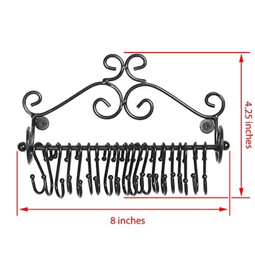 MyGift Jewelry Organizer - Wall Mounted Black Metal Scrollwork Design Necklace Holder Jewelry Display Storage Rack with 20 Hanging S-Hooks 5