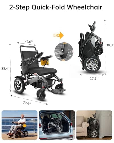 Goldseason Heavy Duty Electric Wheelchairs for Adults - 30 Miles Range & 400 lb Capacity, 500W Power Wheelchair with 13'' Large Tires, Foldable Mobility Motorized Wheelchair for Seniors, Black 9