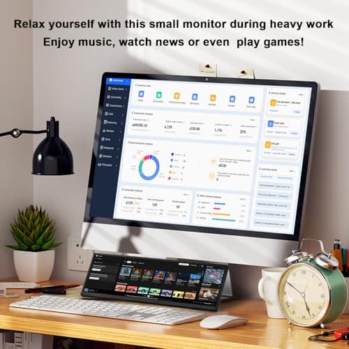 wisecoco 14.5 Inch Touchscreen Monitor 2K 2560x720 Bar IPS Display DIY Kits Secondary Screen HDMI Type-C Input Build-in Speakers PC Case CPU GPU RAM Temperature Speed Monitoring 5