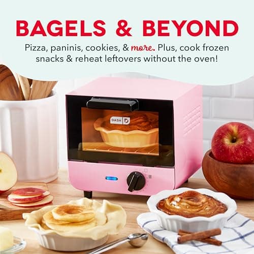 Dash Mini Toaster Oven - Sleek & Stylish - For Creative Homemade Treats - Compact, Space-Saving Design - adjustable temperature dial - Removable Baking Tray - Pink 5
