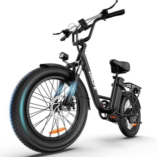 URLIFE 20"*3.0 Fat Tire Electric Bike for Adults, 28MPH 48V, 80-Mile, 7-Speed & Suspension, Adjustable Seat for Adults and Teens, UL 2849 (Black)