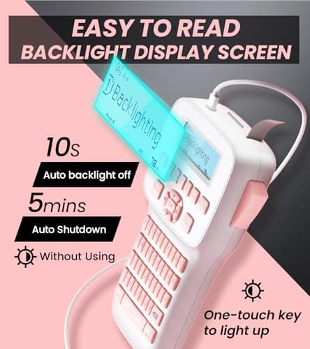 Vixic Pink Label Maker, Rechargeable Label Makers with Keyboard, Bluetooth Handheld Label Maker Machine with Backlit LM1600, Portable Labeler for Home Office Organization Kids School Items Gifts 6