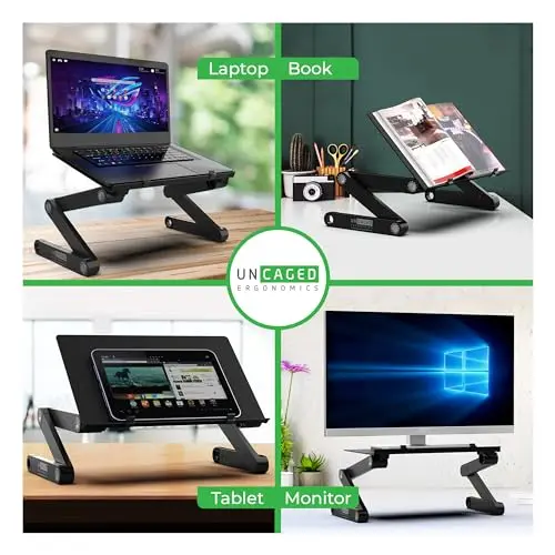 WorkEZ Adjustable Laptop Stand for Desk, Adjustable Height Laptop Stand, Ergonomic Foldable Portable PC Holder, Computer Riser, Home Office Supplies 6