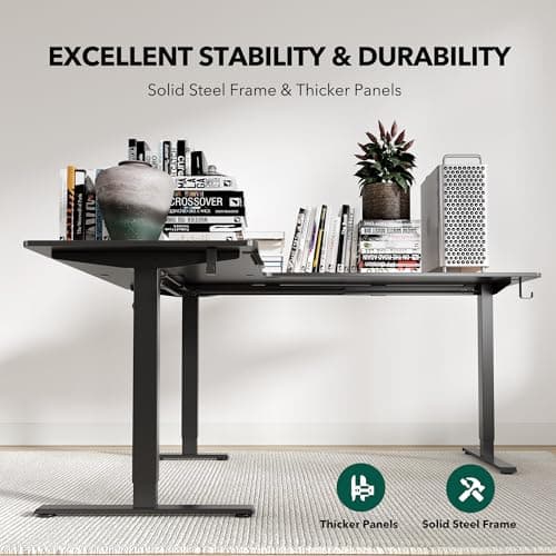FEZIBO 63" x 55"L Shaped Standing Desk Adjustable Height, 63 Inch Electric Stand up Corner Computer Desk, Sit Stand Home Office Desk with Splice Board, Black 5